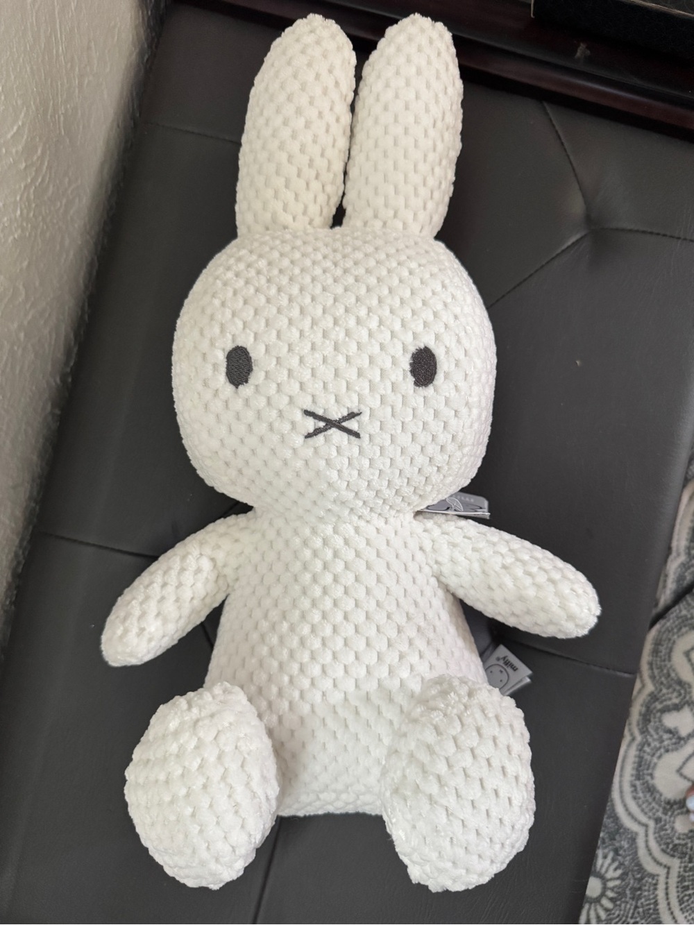MIFFY White textured courduroy bunny stuffed animal NWT